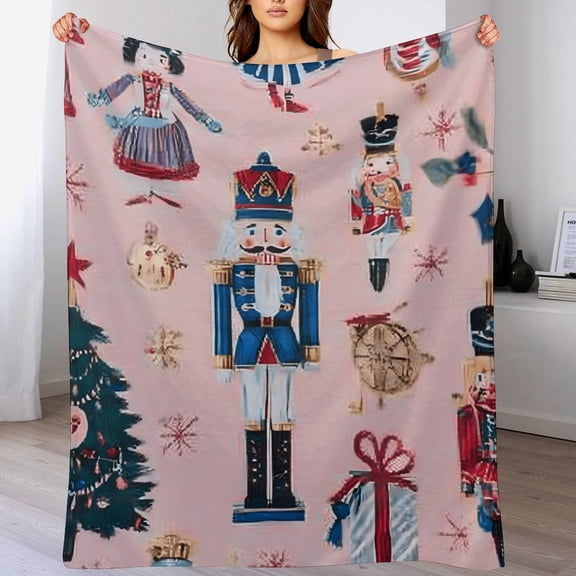 RKSupls Christmas Nutcracker Throw Blanket ,Soldier Fairy Gift Pattern Decorative Blanket for Home Bed Sofa Couch,50x60 in