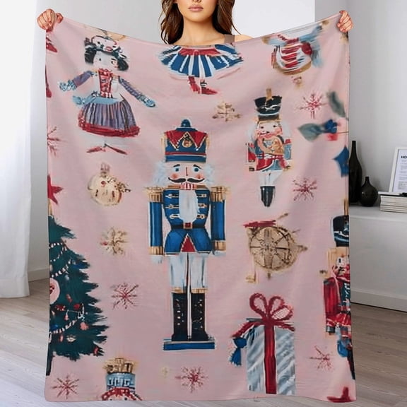 RKSupls Christmas Nutcracker Throw Blanket ,Soldier Fairy Prince Gift Pattern Decorative Blanket for Home Bed Sofa Couch,30x40 in