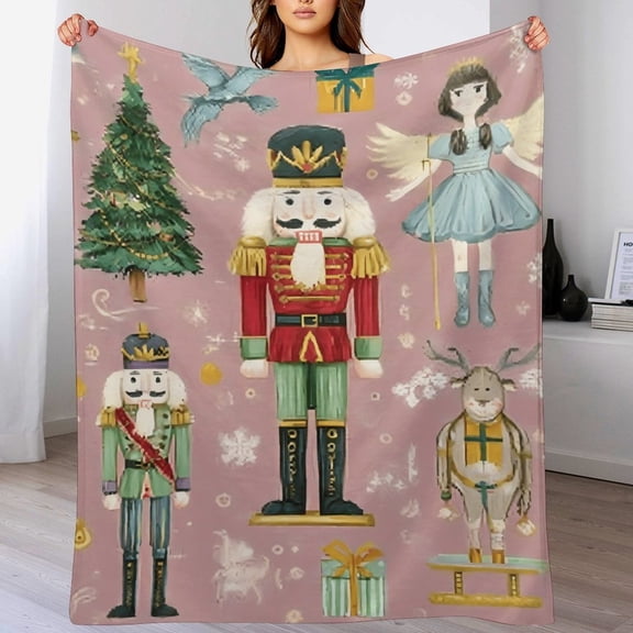 RKSupls Christmas Nutcracker Throw Blanket, Soldier Prince Fairy Mouse Gift Christmas Soft Blanket for Home Sofa Couch Bed Decor,30x40 in