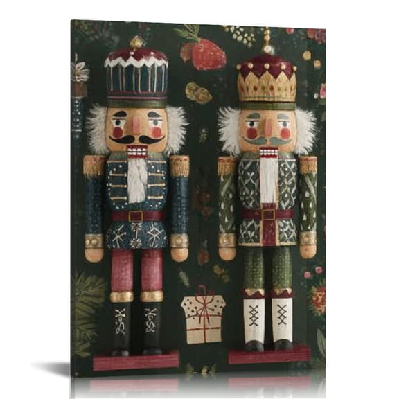 RKSupls Christmas Nutcrackers Theme Canvas Wall Art, Canvas Prints Wall Art for Living Room Bedroom Stairway Office, Art Print Painting for Home Decorations,12x16in