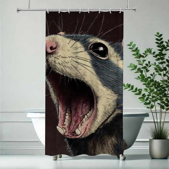 RKSupls Christmas Shower Curtain, Funny Opossum Curtain with Hooks for Christmas Home Bathroom Decor Washable Curtains, 36x72 in