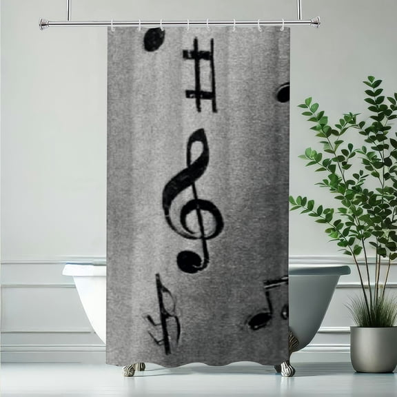 RKSupls Christmas Shower Curtain, Music Note Signs Curtain with Hooks for Home Bathroom Decor Washable Curtains, 36x72 in