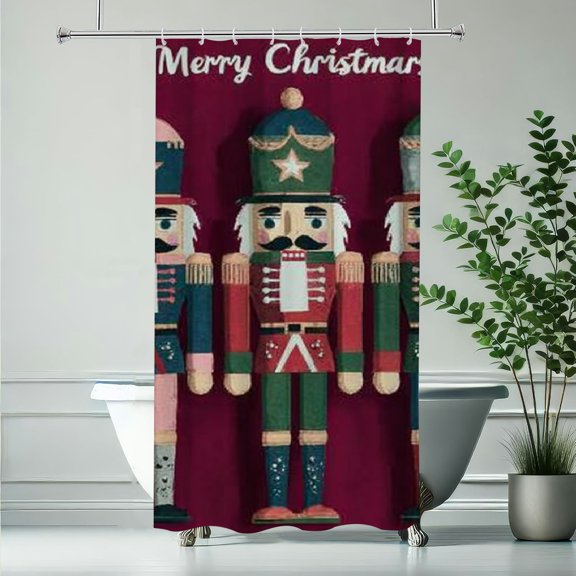 RKSupls Christmas Shower Curtain, Purple Nutcracker Shower Curtain with Hooks for Christmas Home Bathroom Decor Washable Curtains, 36x72 in