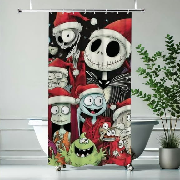 RKSupls Christmas Shower Curtain, Weird Elf Christmas Curtain with Hooks for Home Bathroom Decor Washable Curtains, 36x72 in