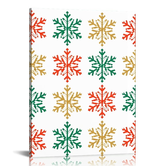 RKSupls Christmas Snowflake Grid Canvas Wall Art, Ready to Hang, Canvas Print Bathroom Bedroom Kitchen Staircase Wall Decor Prints