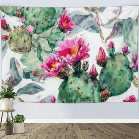 RKSupls Christmas Tapestry Wall Art, Cactus Gifts Christmas Tapestry Decoration for New Year Bedroom, Living Room, Dorm, Apartment Home Decor,90*60in