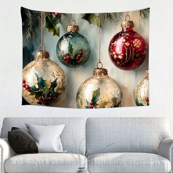 RKSupls Christmas Tapestry Wall Art, Christmas Bell Signs Hanging Tapestry Decoration for New Year Bedroom, Living Room, Dorm, Apartment Home Decor