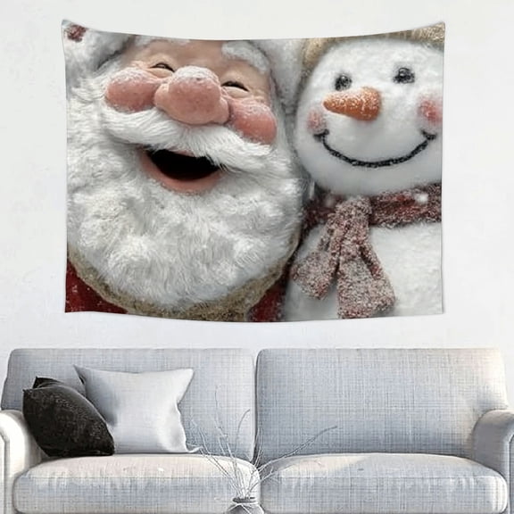 RKSupls Christmas Tapestry Wall Art, Christmas Snowman Santa Claus Tapestry Decoration for New Year Bedroom, Living Room, Dorm, Apartment Home Decor,40*30in