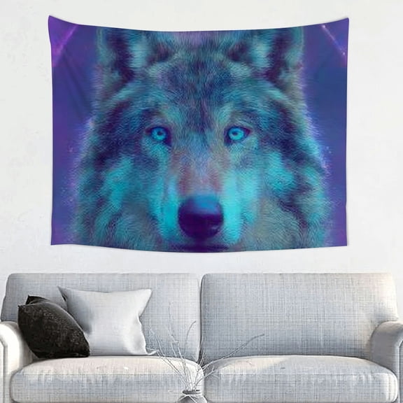 RKSupls Christmas Tapestry Wall Art, Fantasy Wolf Hanging Tapestry Decoration for Happy New Year Bedroom, Living Room, Dorm, Apartment Home Decor,40*30in