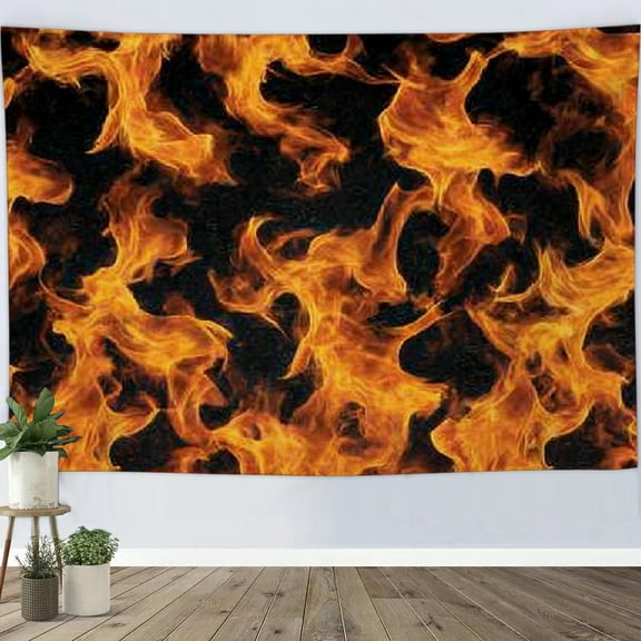 RKSupls Christmas Tapestry Wall Art, Flaming Fire Hanging Tapestry Decoration for Happy New Year Bedroom, Living Room, Dorm, Apartment Home Decor,80*60in
