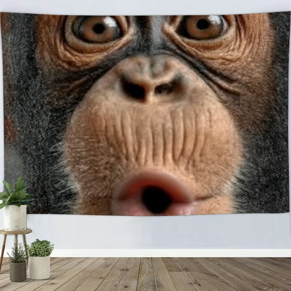 RKSupls Christmas Tapestry Wall Art, Funny Monkey Face Hanging Tapestry Decoration for New Year Bedroom, Living Room, Dorm, Apartment Home Decor,80*60in