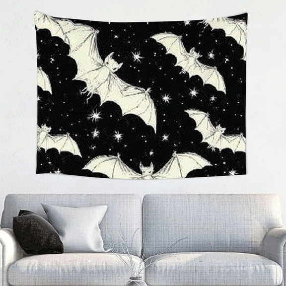 RKSupls Christmas Tapestry Wall Art, Gothic Bats Tapestry Decoration for New Year Bedroom, Living Room, Dorm, Apartment Home Decor,40*30in
