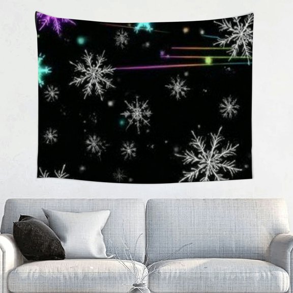 RKSupls Christmas Tapestry Wall Art, Meteor Snowflakes Signs Christmas Tapestry Decoration for New Year Bedroom, Living Room, Dorm, Apartment Home Decor,40*30in
