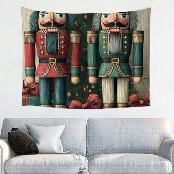 RKSupls Christmas Tapestry Wall Art, Nutcrackers Presents Christmas Tapestry Decoration for New Year Bedroom, Living Room, Dorm, Apartment Home Decor,40*30in
