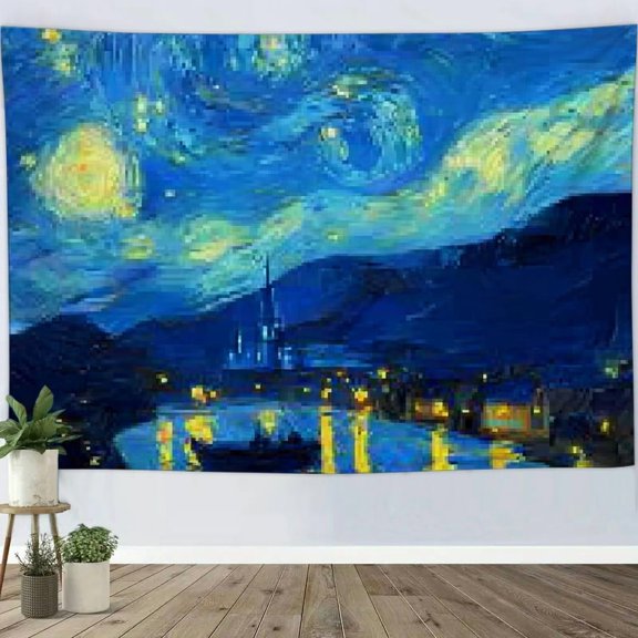 RKSupls Christmas Tapestry Wall Art, Starry Sky Night Tapestry Decoration for New Year Bedroom, Living Room, Dorm, Apartment Home Decor,90*60in