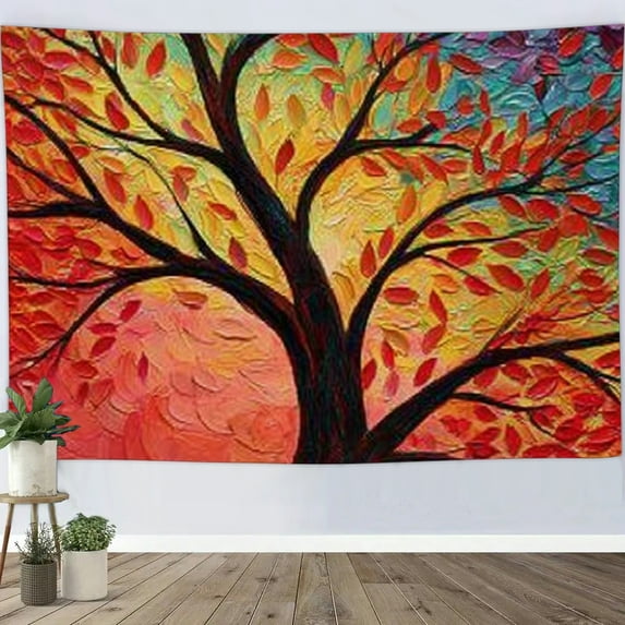 RKSupls Christmas Tapestry Wall Art, Tree of Life Hanging Tapestry Decoration for New Year Bedroom, Living Room, Dorm, Apartment Home Decor,90*60in