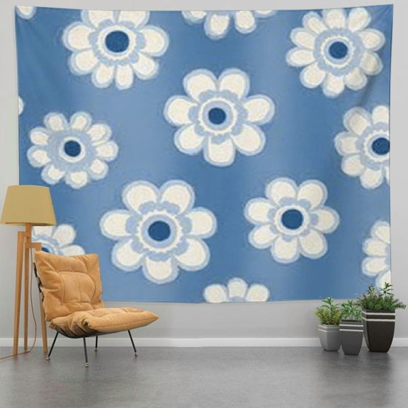 RKSupls Christmas Tapestry Wall Art, Vintage Groovy Flowers Tapestry Decoration for New Year Bedroom, Living Room, Dorm, Apartment Home Decor,60*50in