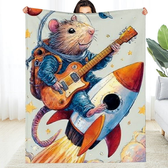 RKSupls Christmas Throw Blanket, Cartoon Mouse Soft Flannel Blanket, Fuzzy Warm Cozy Happy New Year Blanket for Couch Bed Home Decor, 30*40in