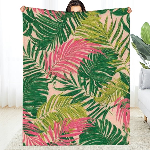RKSupls Christmas Throw Blanket, Colorful Leaf Soft Flannel Blanket, Fuzzy Warm Cozy New Year Winter Blanket for Couch Bed Home Decor, 30*40in