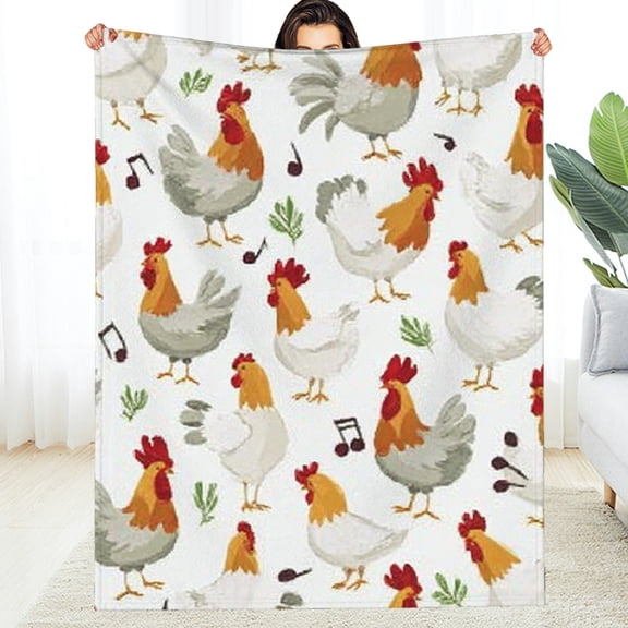 RKSupls Christmas Throw Blanket, Cute Rooster Soft Flannel Blanket, Fuzzy Warm Cozy New Year Winter Blanket for Couch Bed Home Decor, 30*40in