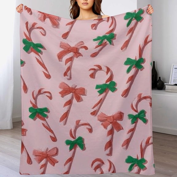RKSupls Christmas Throw Blanket,Soft Flannel Candy Cane Blanket,Fuzzy Warm Cozy Winter Blanket for Couch Bed Home Decor,30x40 in