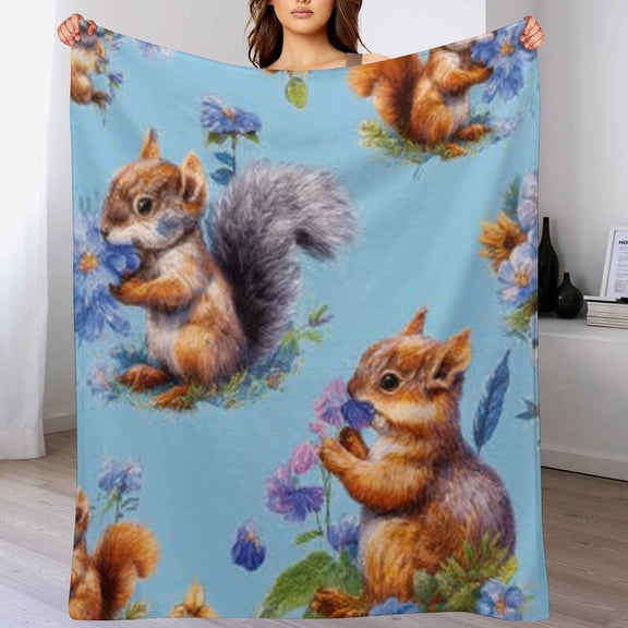 RKSupls Christmas Throw Blanket,Soft Warm Fannel Blue Cute Animals Blankets Gift for Home Bed Sofa Couch Decor,50x60 in