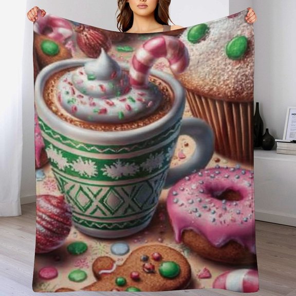 RKSupls Christmas Throw Blanket,Soft Warm Fannel Candy Cane Pastry Blankets Gift for Home Bed Sofa Couch Decor,40x50 in