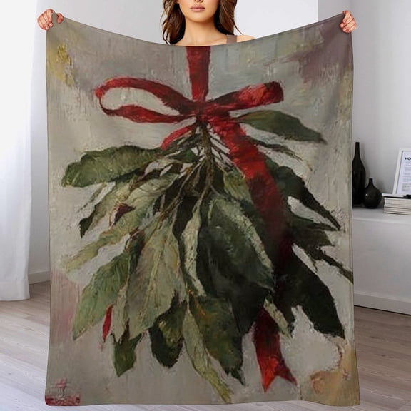 RKSupls Christmas Throw Blanket,Soft Warm Fannel Christmas Mistletoe Blankets Gift for Home Bed Sofa Couch Decor,50x60 in