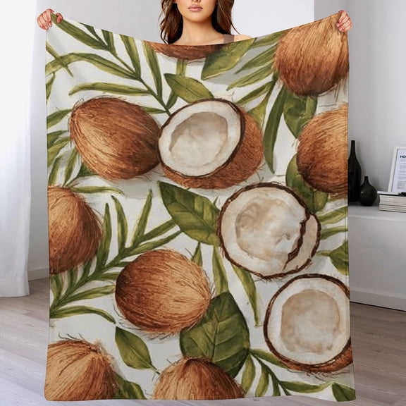 RKSupls Christmas Throw Blanket,Soft Warm Fannel Coconuts Pattern Blankets Gift for Home Bed Sofa Couch Decor,30x40 in