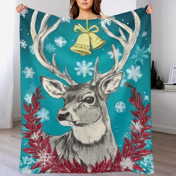 RKSupls Christmas Throw Blanket,Soft Warm Fannel Elk Blankets Gift for Home Bed Sofa Couch Decor,40x50 in