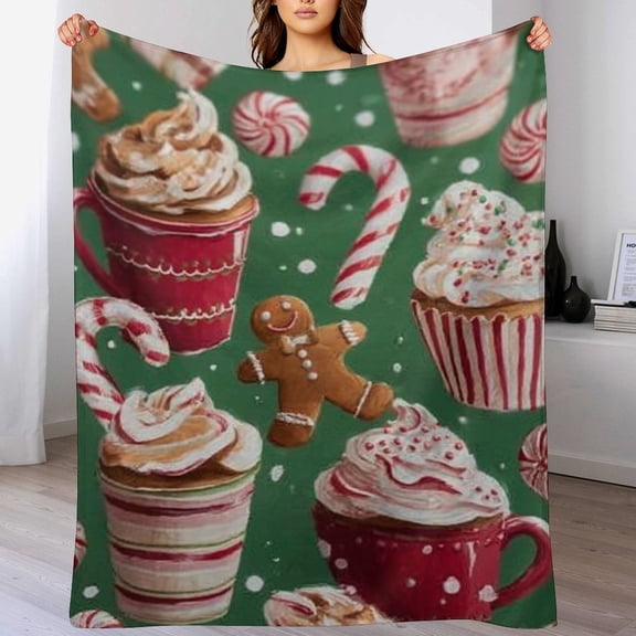 RKSupls Christmas Throw Blanket,Soft Warm Fannel Gingerbread Man Blankets Gift for Home Bed Sofa Couch Decor,40x50 in