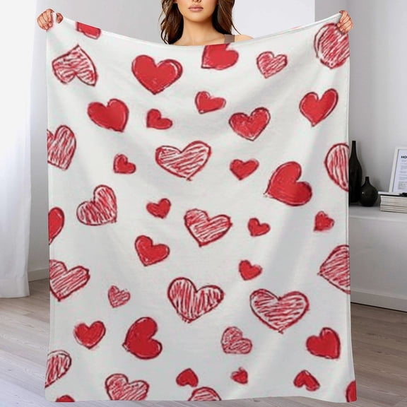 RKSupls Christmas Throw Blanket,Soft Warm Fannel Love Heart Blankets Gift for Home Bed Sofa Couch Decor,30x40 in