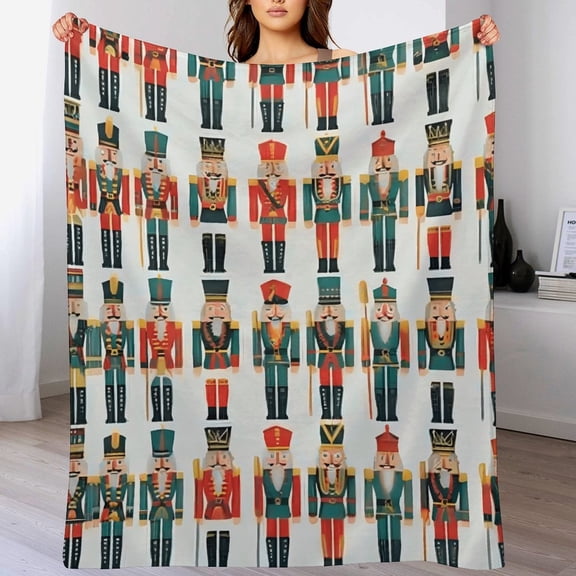 RKSupls Christmas Throw Blanket,Soft Warm Fannel Nutcrackers Blankets Gift for Home Bed Sofa Couch Decor,50x60 in