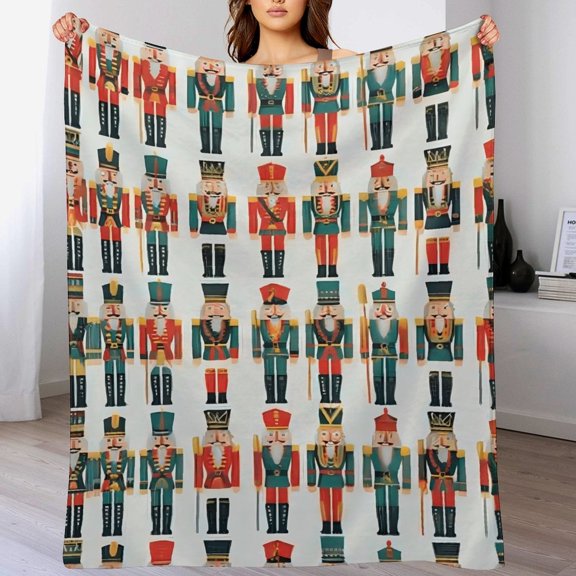 RKSupls Christmas Throw Blanket,Soft Warm Fannel Nutcrackers Blankets Gift for Home Bed Sofa Couch Decor,60x80 in