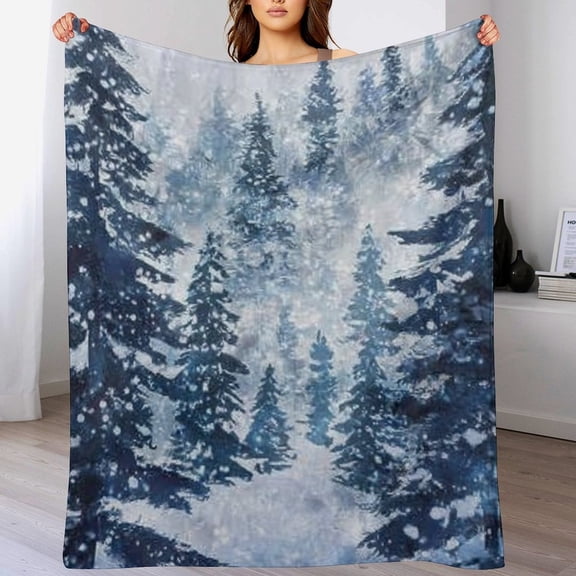 RKSupls Christmas Throw Blanket,Soft Warm Fannel Pine Tree Forest Blankets Gift for Home Bed Sofa Couch Decor,50x60 in
