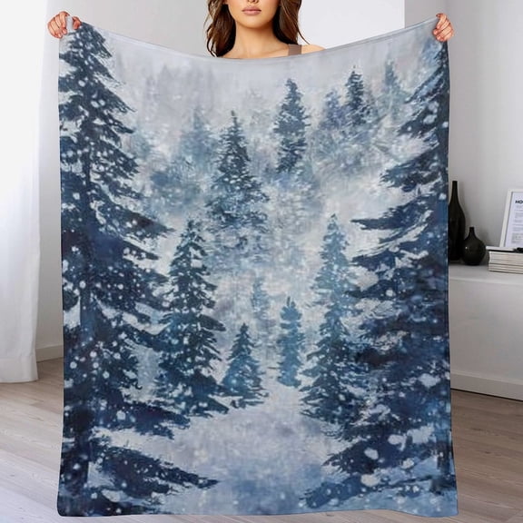 RKSupls Christmas Throw Blanket,Soft Warm Fannel Pine Tree Forest Blankets Gift for Home Bed Sofa Couch Decor,60x80 in