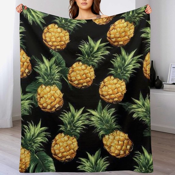 RKSupls Christmas Throw Blanket,Soft Warm Fannel Pineapple Fruits Blankets Gift for Home Bed Sofa Couch Decor,40x50 in