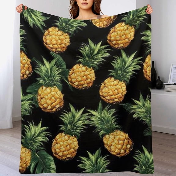 RKSupls Christmas Throw Blanket,Soft Warm Fannel Pineapple Fruits Blankets Gift for Home Bed Sofa Couch Decor,60x80 in