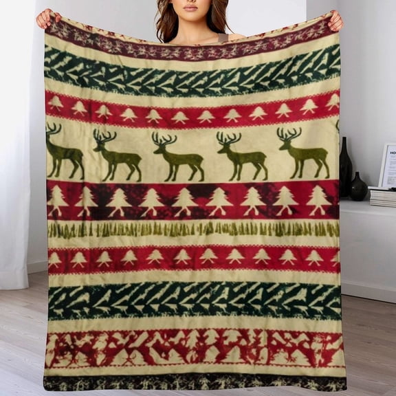RKSupls Christmas Throw Blanket , Soft Warm Flannel Reindeer Blanket Gift for Christmas Home Bed Sofa Couch Decor,50x60 in
