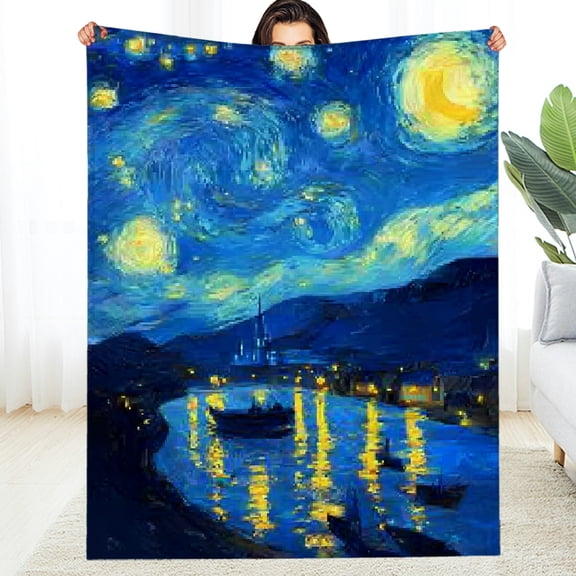 RKSupls Christmas Throw Blanket, Starry Sky Night Soft Flannel Blanket, Fuzzy Warm Cozy New Year Winter Blanket for Couch Bed Home Decor, 30*40in