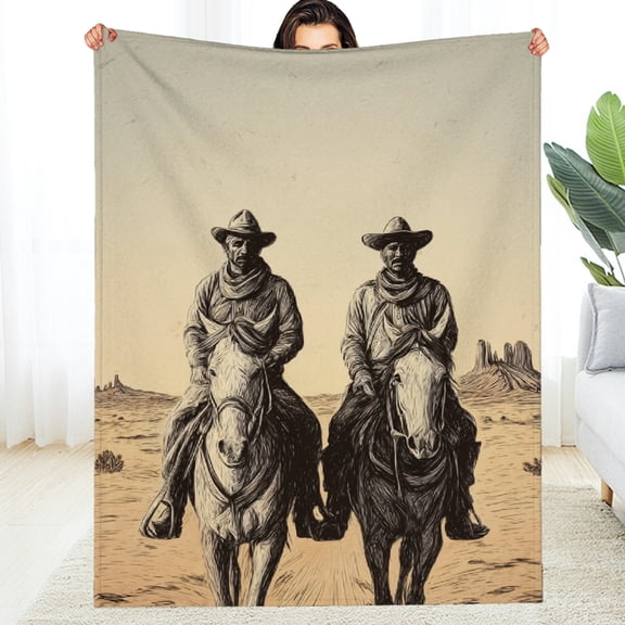 RKSupls Christmas Throw Blanket, Western Cowboy Soft Flannel Blanket, Fuzzy Warm Cozy New Year Winter Blanket for Couch Bed Home Decor, 30*40in