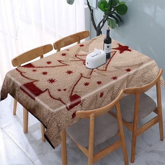 RKSupls Christmas Tree Rectangle Dining Tablecloth, Washable Wipeable Stain & Wrinkle Resistant Polyester Tablecloth for Kitchen Picnic Party