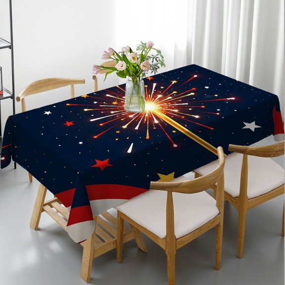 RKSupls Coastal Fireworks Lighthouse Glow Rectangle Dining Tablecloth, Kitchen Accessories - 2D Flat Printing Rectangle Dining Tablecloth, Ideal for Kitchen Picnic Party