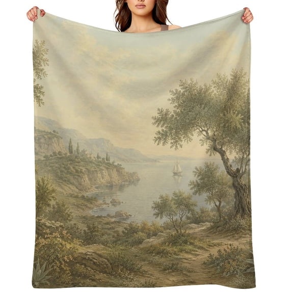 RKSupls Coastal Sailboat Cliff View Soft Flannel Throw Blanket ...