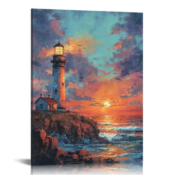 RKSupls Coastal Sunset Canvas Wall Art, Canvas Prints Wall Art for Living Room Bedroom Entryway Office, Art Print Painting for New Year Home Decorations,12x16in