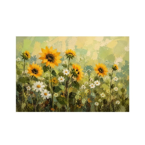 RKSupls Coastal Wildflower Path Linen Placemats 30x45cm Straight Edge Stain Resistant Washable Non-Slip Table Mats Table for Kitchen Dining Room Home