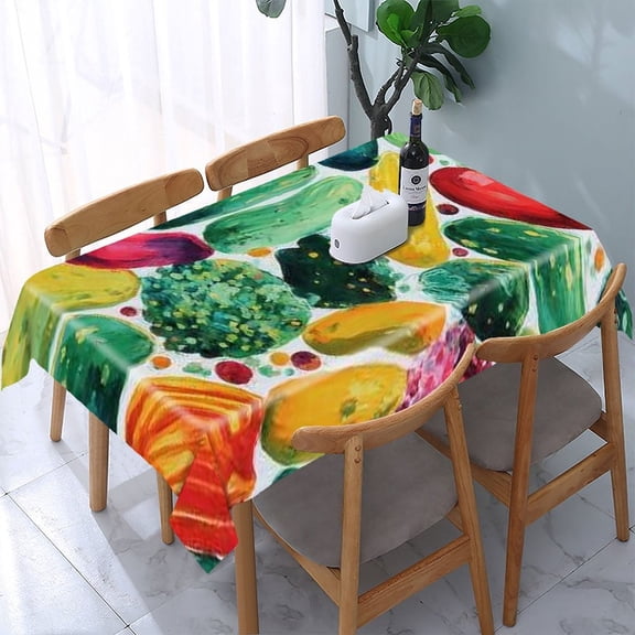 RKSupls Colorful Abstract Pattern Rectangle Dining Tablecloth, Washable Wipeable Stain & Wrinkle Resistant Polyester Tablecloth for Kitchen Picnic Party