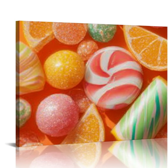 RKSupls Colorful Candy Canvas Wall Art, Sweet Citrus Wall Decor Print, Modern Artwork for Living Room Bedroom Office Home Decor