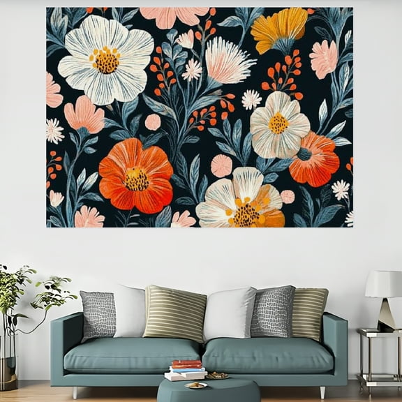 RKSupls Colorful Flowers Tapestry,Home Tapestry Suitable for Hanging for Decorative Wall Hanging, Decorative Bedroom, Living Room Decoration - 60x40in