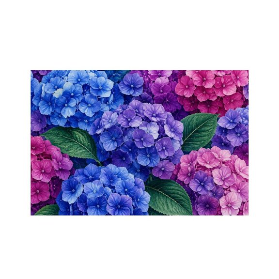 RKSupls Colorful Hydrangea Bouquet Linen Placemats 30x45cm Straight Edge Stain Resistant Washable Non-Slip Table Mats Table for Kitchen Dining Room Home